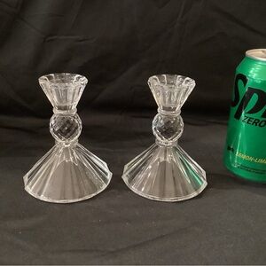 Pair of crystal “Ballerina” style candleholders for taper style candles, 4 “tall